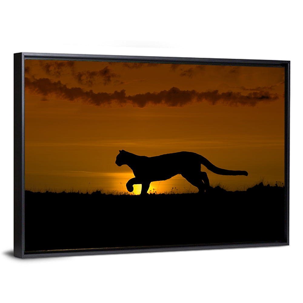 Cougar Silhouette at Sunset Wall Art