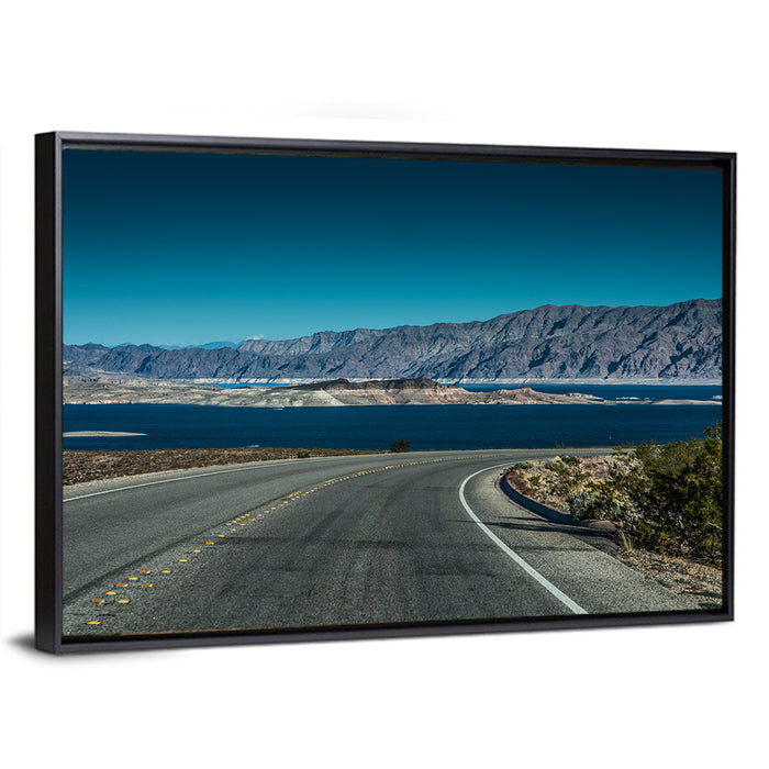 Lake Mead Curved Road Wall Art as a framed canvas
