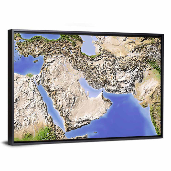Arabian Peninsula from Space Wall Art as a framed canvas