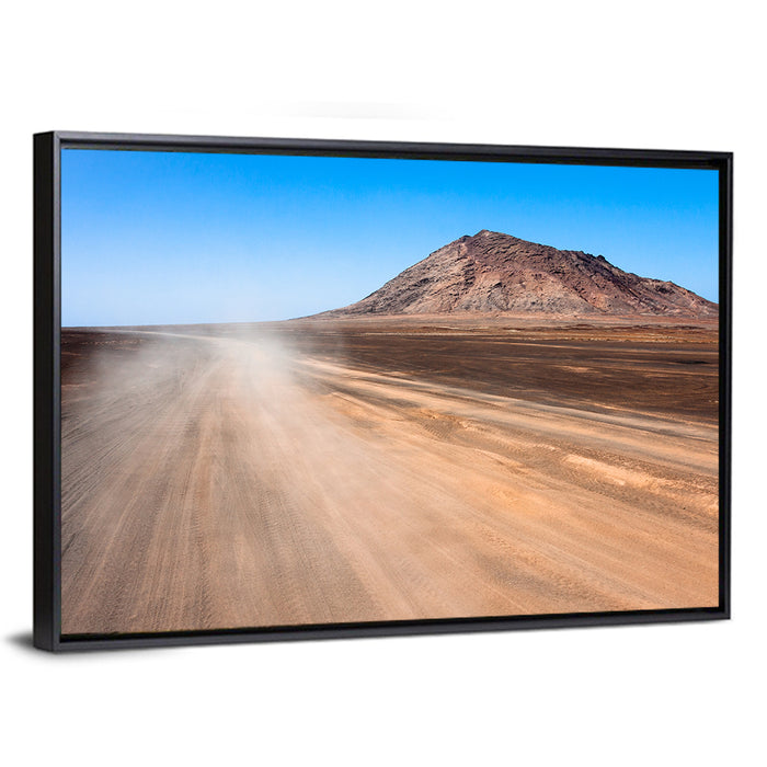 Cabo Verde Crater Road Wall Art as a framed canvas