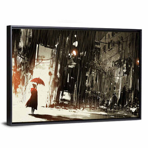 Woman In Rain Abstract Wall Art