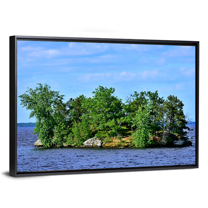 Petenwell Lake Island Wall Art as a framed canvas
