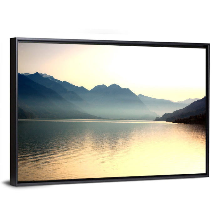 Lake Brienz Sunset Wall Art as a framed canvas