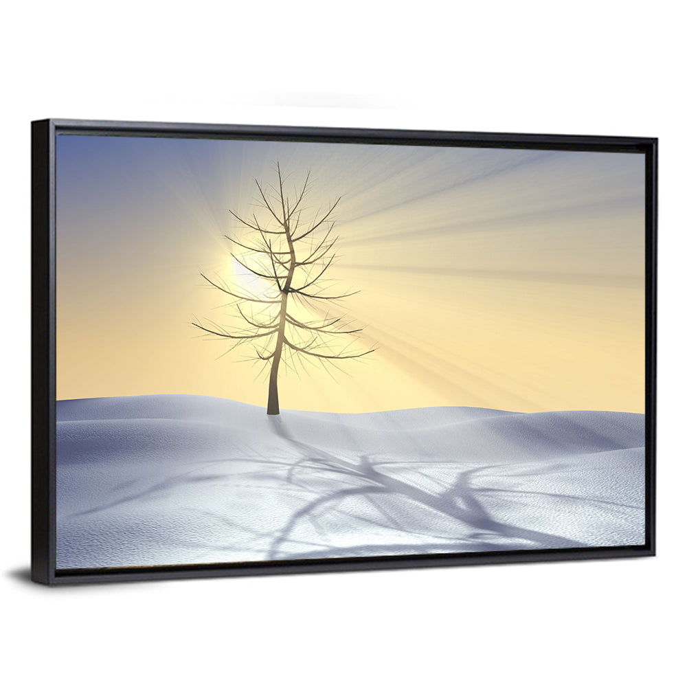 Winter Tree at Golden Sunrise Wall Art
