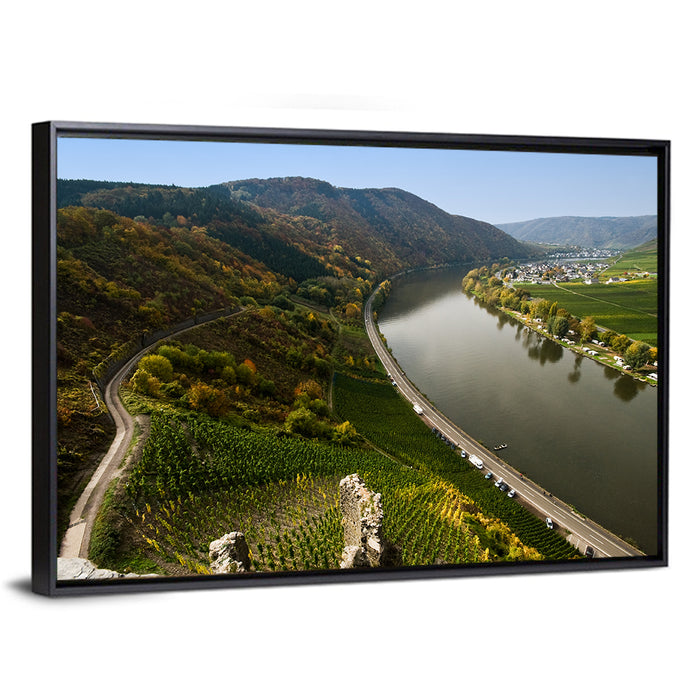 Mosel Valley at Bremm, Germany Wall Art as a framed canvas