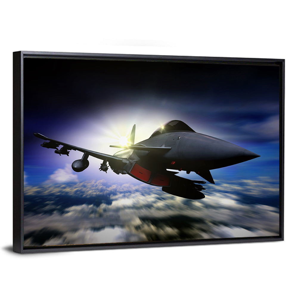 Military Jet at Sunrise Wall Art