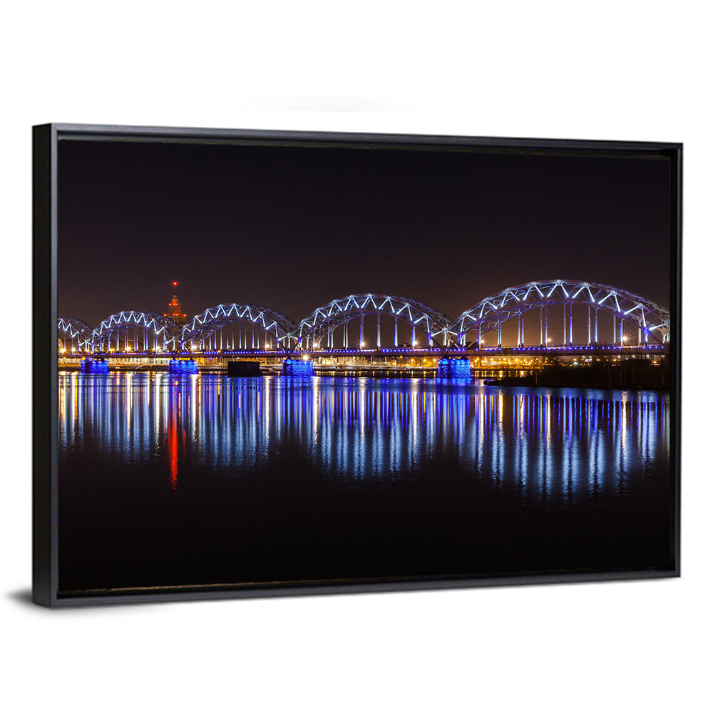 Riga Railway Bridge Nightscape Wall Art