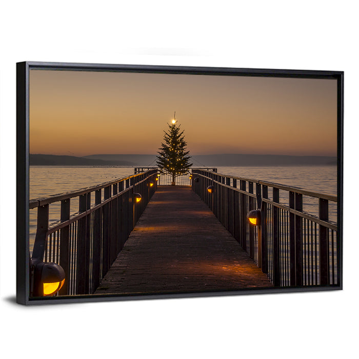 Skaneateles Lake Pier Wall Art as a framed canvas
