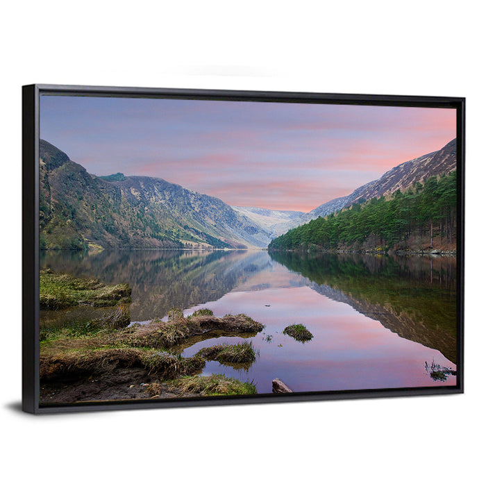Glendalough Upper Lake at Dusk Wall Art as a framed canvas