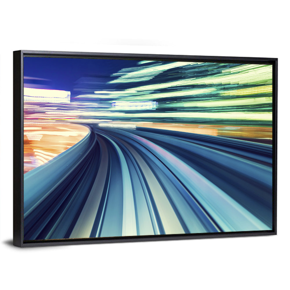 Curved Monorail Light Trails Wall Art