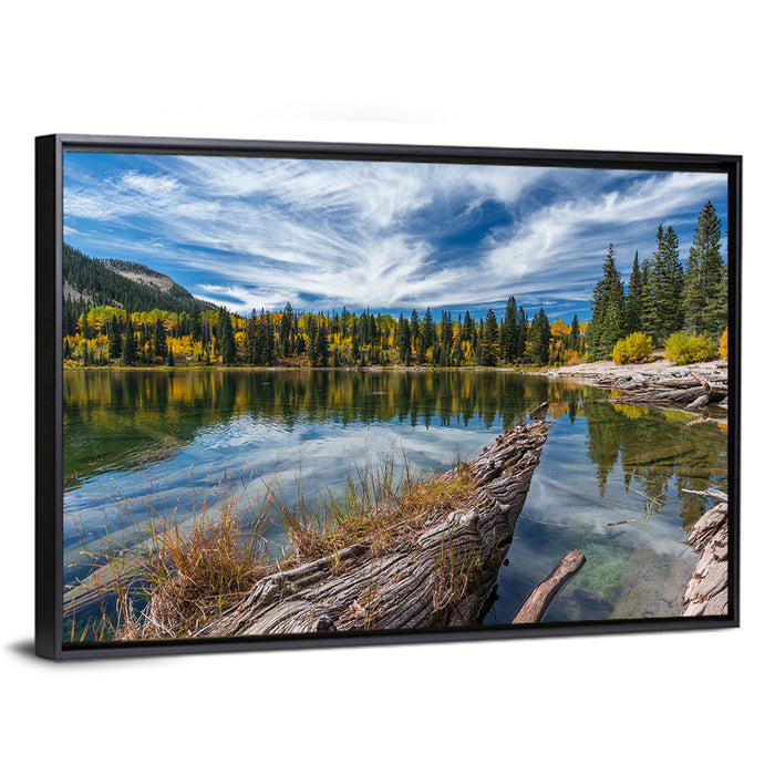 Autumn Lake Colorado Wall Art as a framed canvas