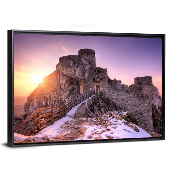 Ogrodzieniec Castle Ruins Wall Art as a framed canvas