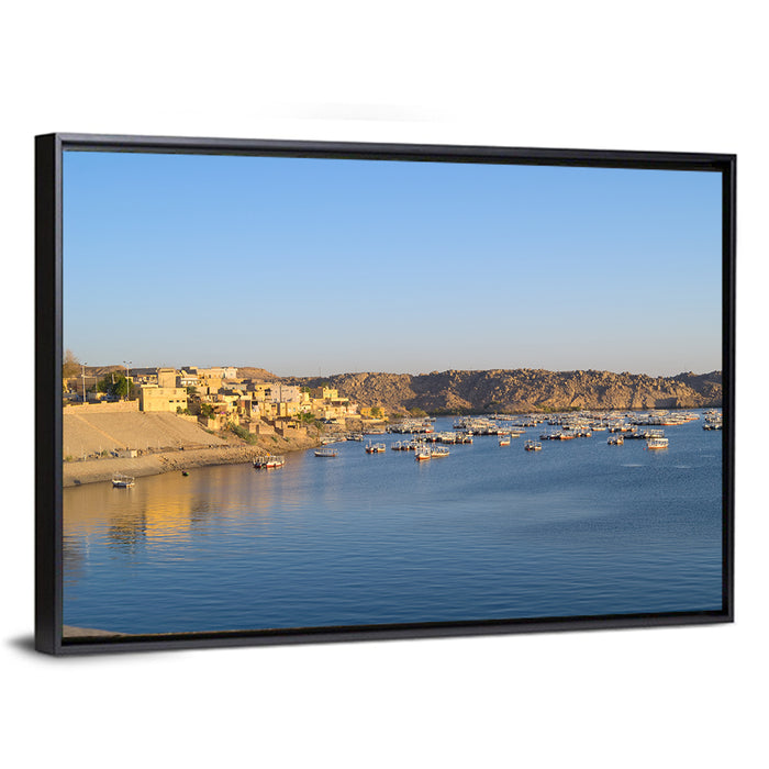 Lake Nasser Harbor View Wall Art as a framed canvas