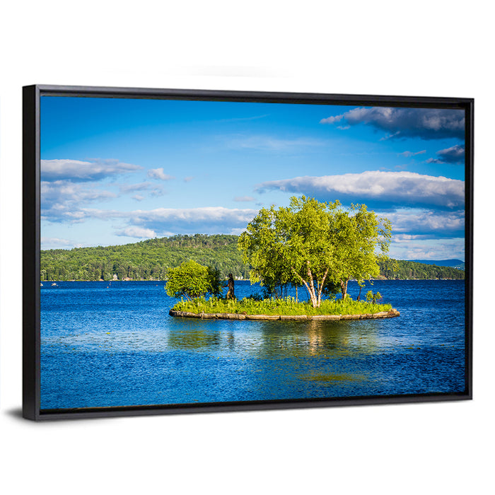 Lake Winnipesaukee Landscape Wall Art as a framed canvas