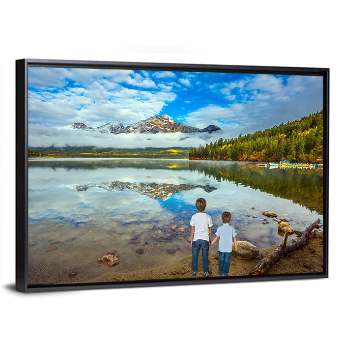 Pyramid Lake Reflection Wall Art as a framed canvas