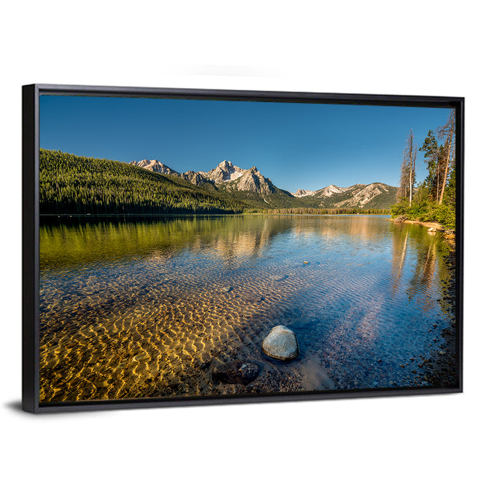 Morning Light at Stanley Lake Wall Art as a framed canvas