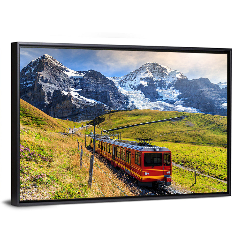 Red Alpine Train at Eiger Wall Art