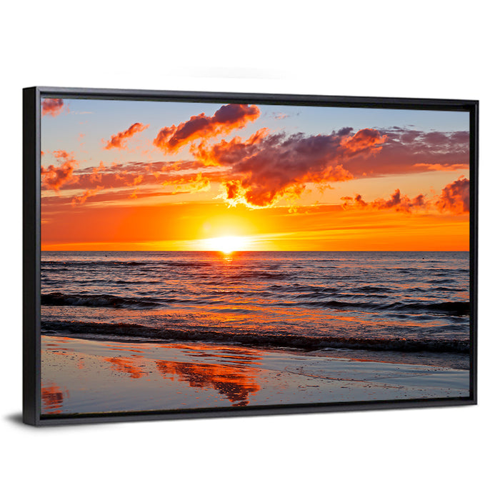 Sunset Over the Baltic Wall Art as a framed canvas