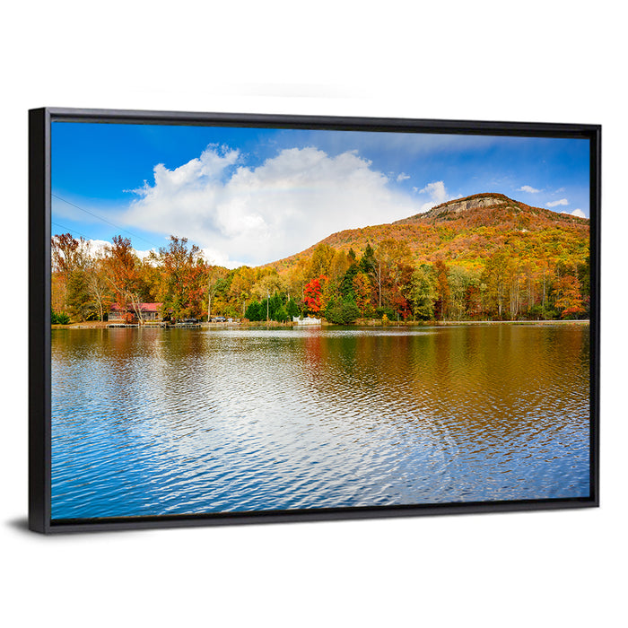 Yonah Mountain Lake View Wall Art as a framed canvas