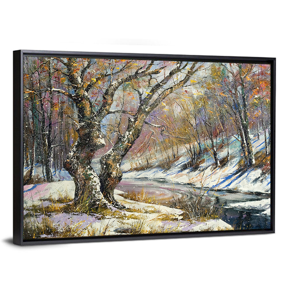 Frozen River and Winter Landscape Wall Art