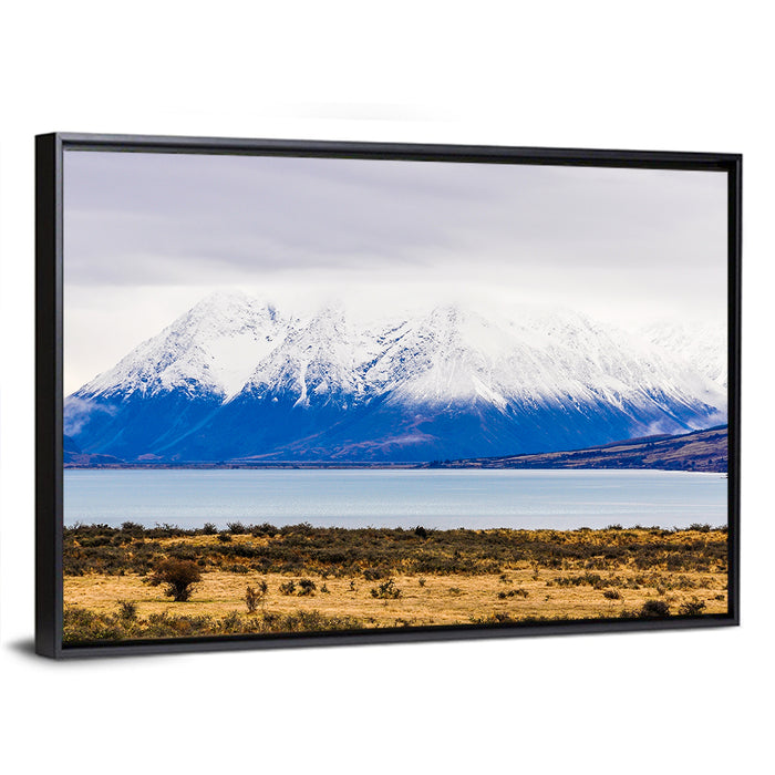 Lake Ohau Snowy Peaks Wall Art as a framed canvas