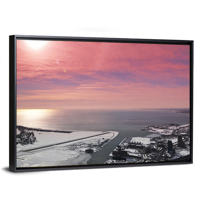 Lake Ontario Winter Skyline Wall Art as a framed canvas