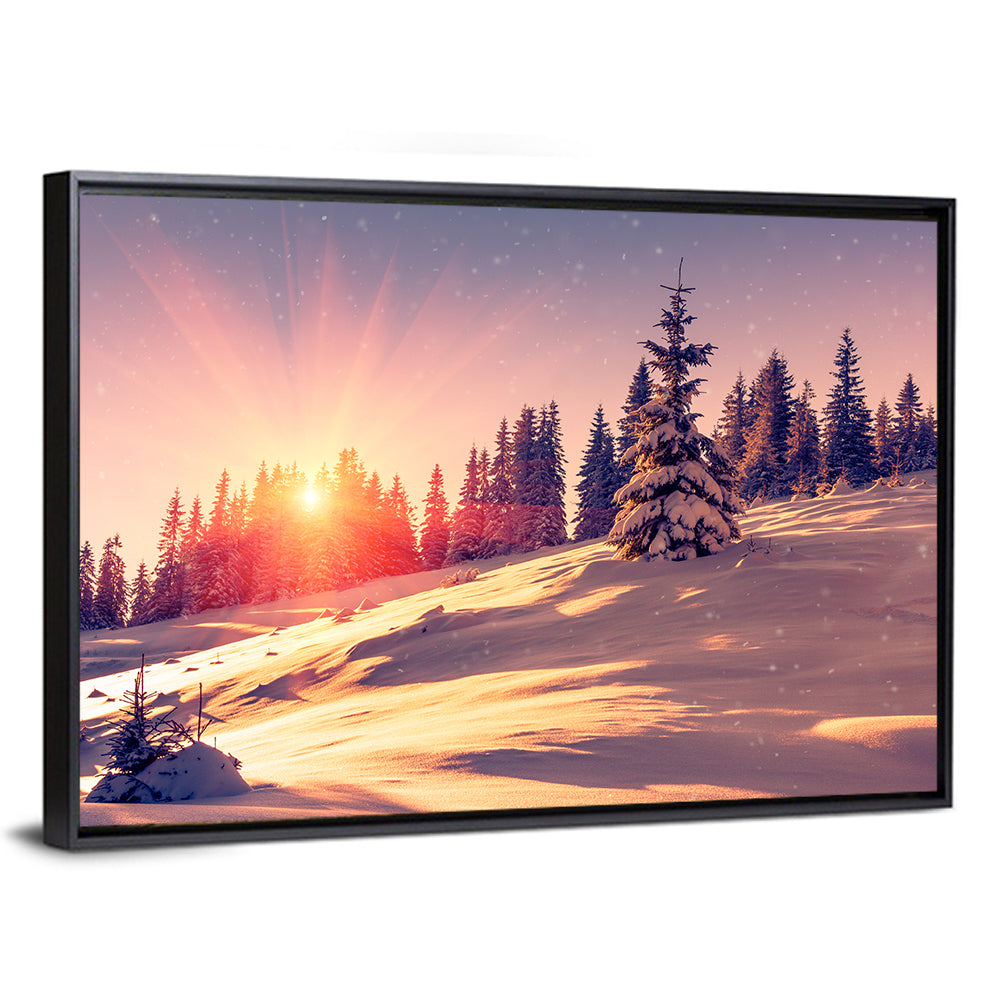 Winter Mountains Sunrise Wall Art