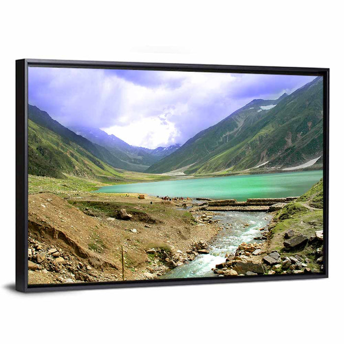 Saif-ul-maluk Lake View Wall Art as a framed canvas