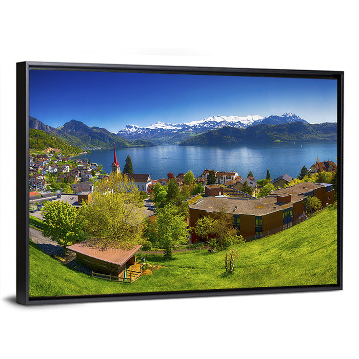 Lake Lucerne, Weggis Wall Art as a framed canvas