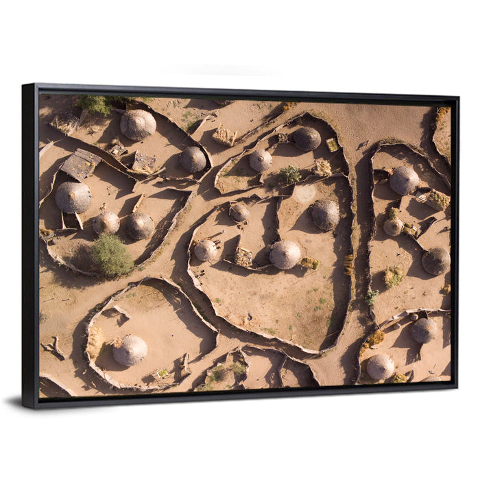 Thatched Huts in Chad Wall Art as a framed canvas
