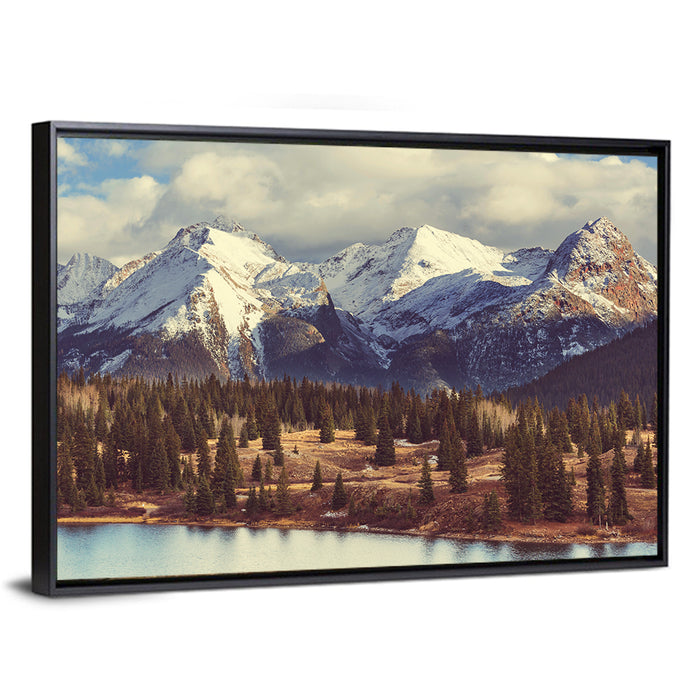 Snow-capped Colorado Rockies Wall Art as a framed canvas