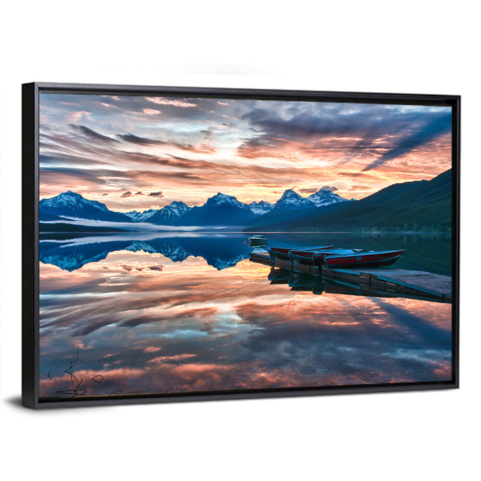 Lake Mcdonald Sunrise Wall Art as a framed canvas
