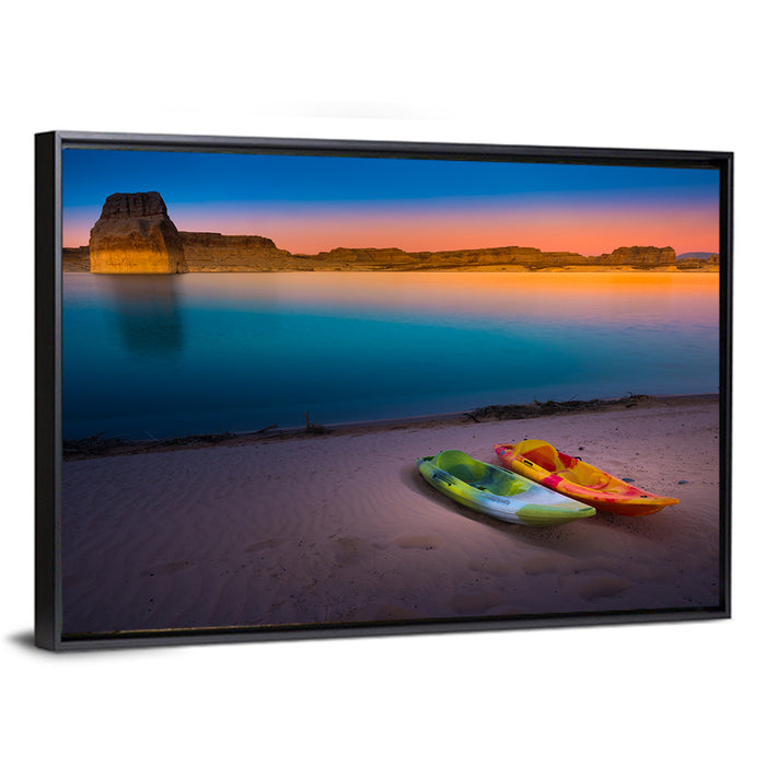 Lake Powell Sunset Wall Art as a framed canvas