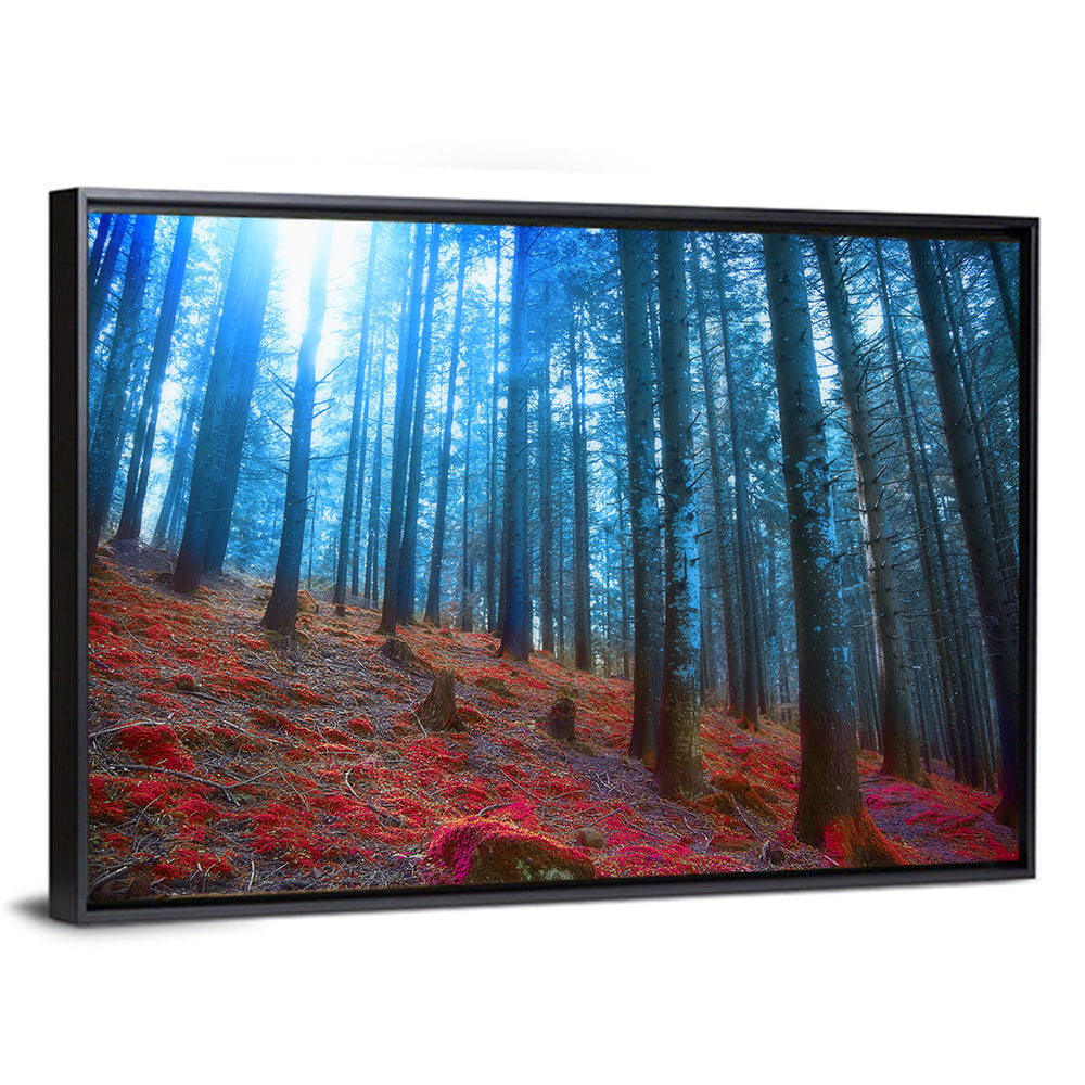 Enchanted Red Moss Forest Wall Art