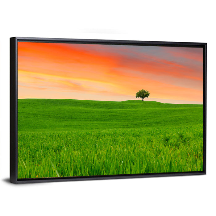 Tuscany Sunset Hills Wall Art as a framed canvas