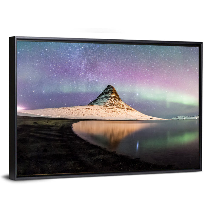 Kirkjufell Under the Milky Way Wall Art as a framed canvas