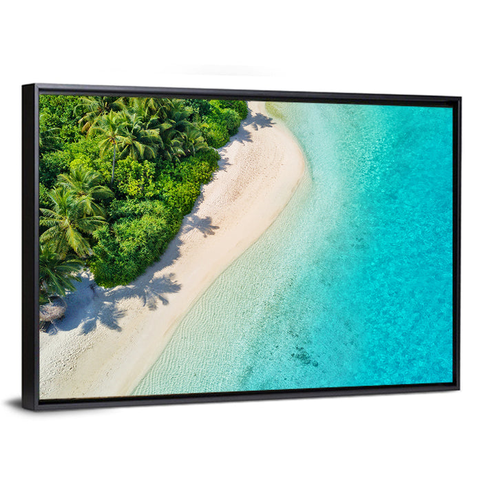 Secluded Tropical Beach Wall Art as a framed canvas