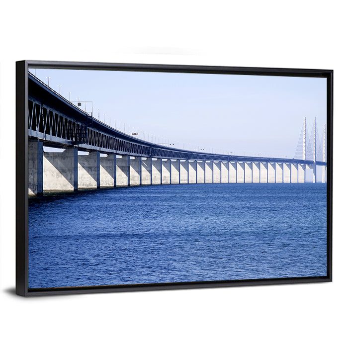 Oresund Bridge Perspective Wall Art as a framed canvas