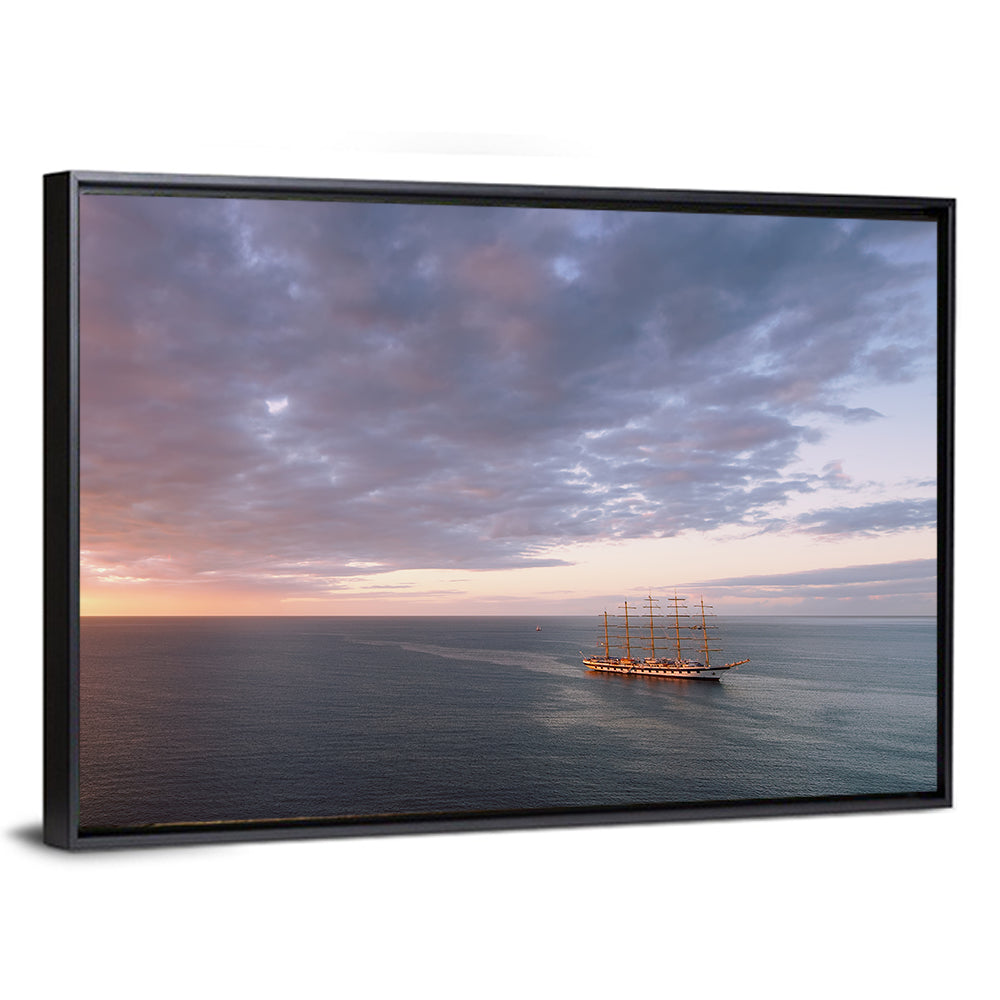 Sunlit Tall Ship at Sea Wall Art