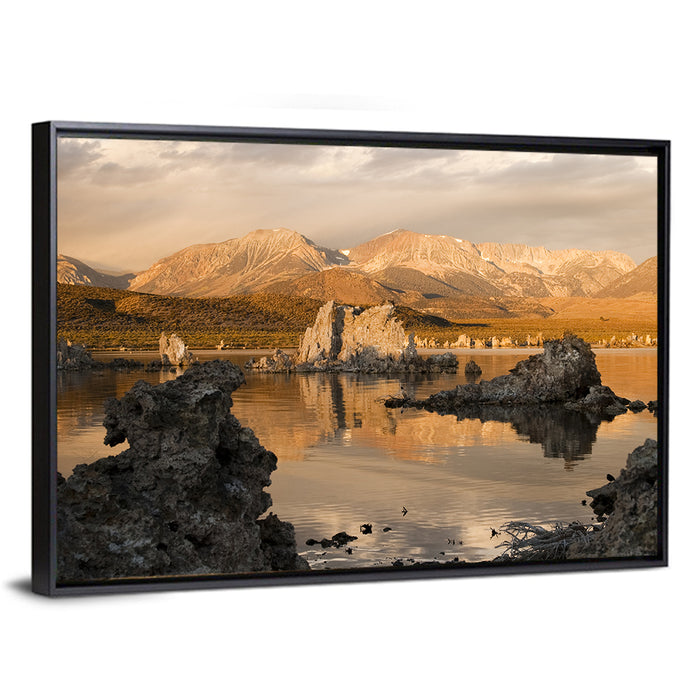 Mono Lake Tufa at Golden Hour Wall Art as a framed canvas