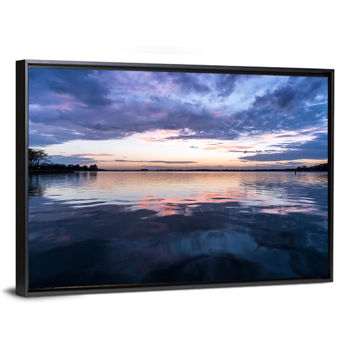 Lake Norman Sunset Reflection Wall Art as a framed canvas