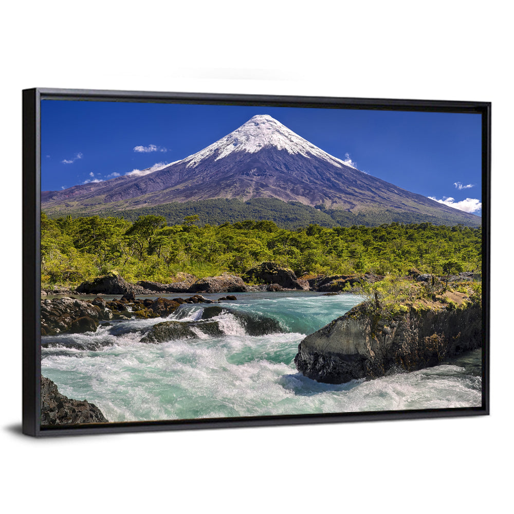 Osorno Volcano Over Petrohue Rapids Wall Art