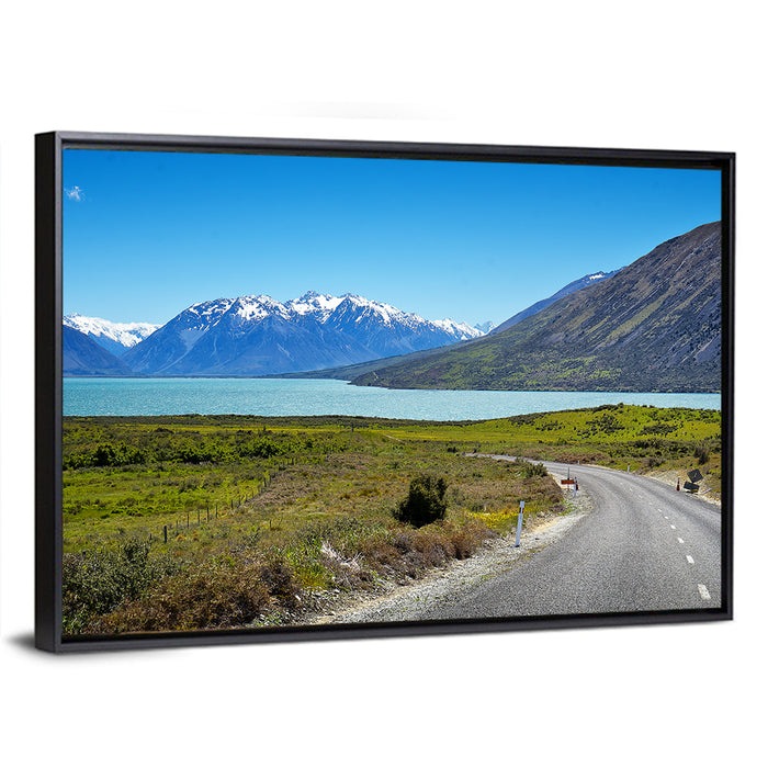 Winding Road at Lake Ohau Wall Art as a framed canvas