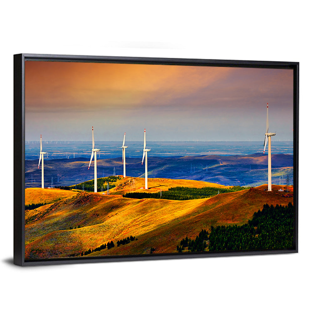 Golden Hour Wind Turbines Wall Art