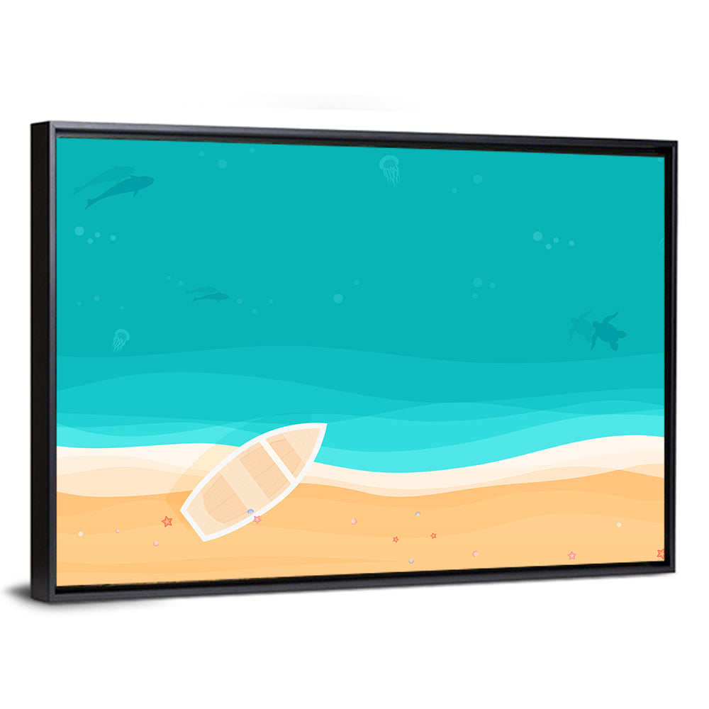 Sandy Beach Aerial Illustration Wall Art