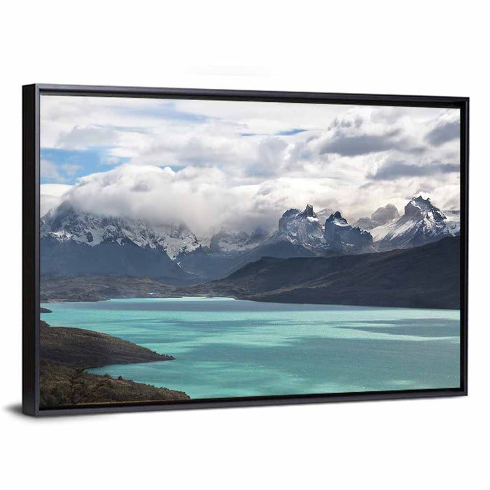 Turquoise Lake at Torres Del Paine Wall Art as a framed canvas