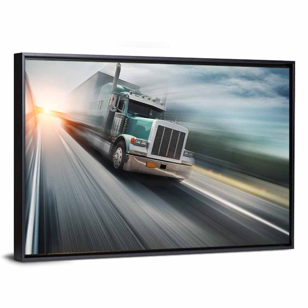 American Semi Truck in Motion Wall Art