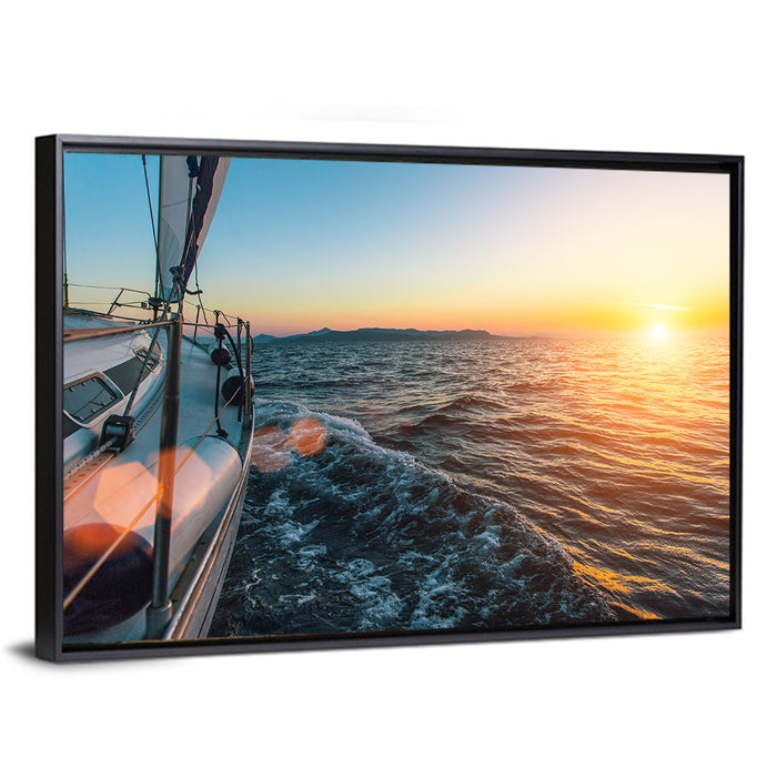 Sunset Sail from Deck Wall Art as a framed canvas