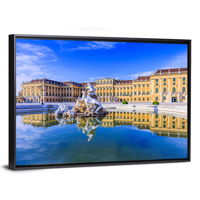Schönbrunn Palace Fountain View Wall Art as a framed canvas