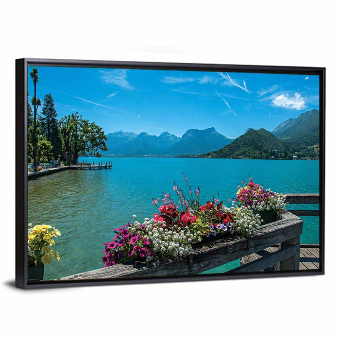Annecy Talloires Lake View Wall Art as a framed canvas